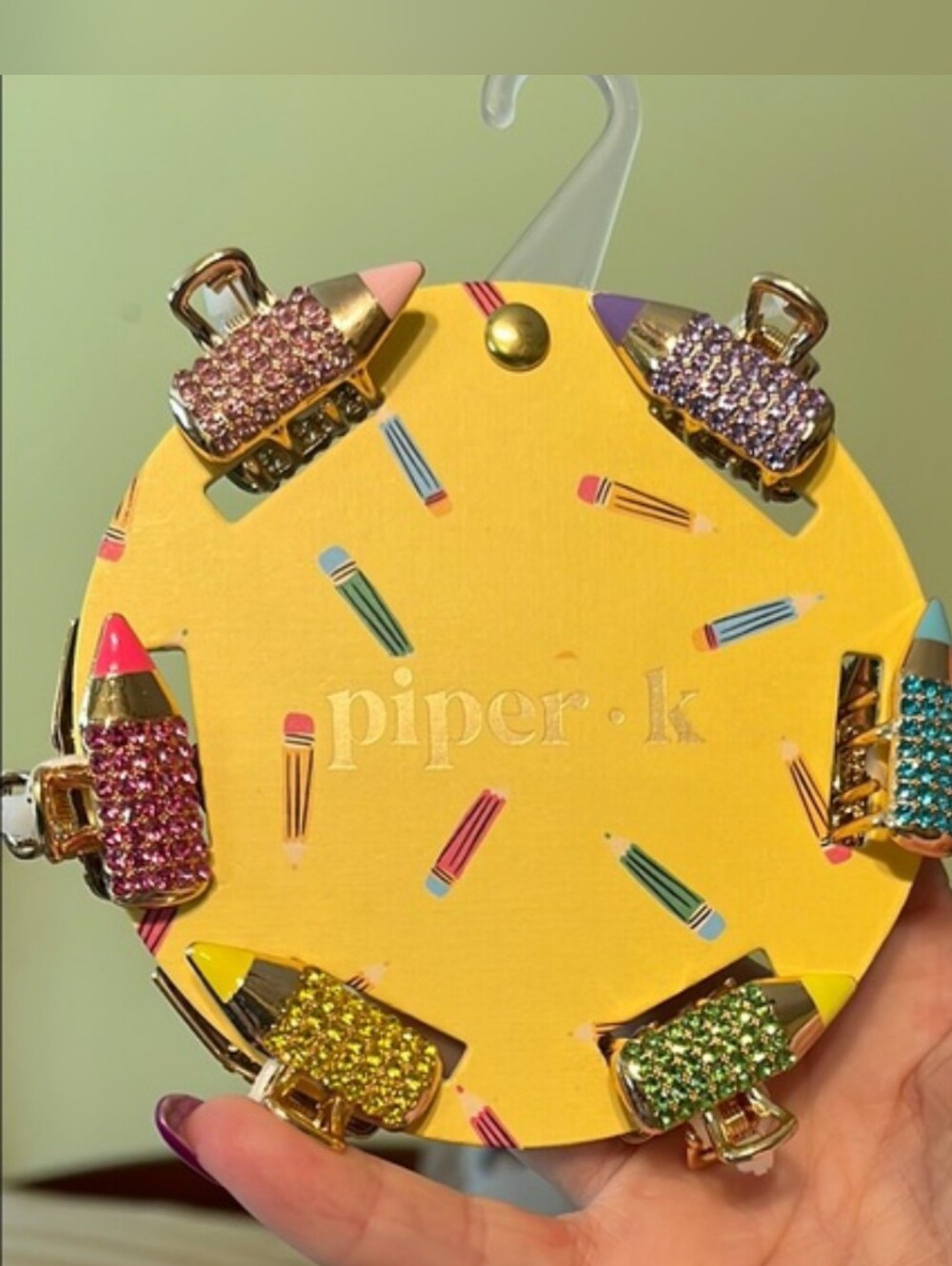 NWT Piper K Glitter Rhinestone Pencil Hair Clips 6 individual colors 6 pieces
